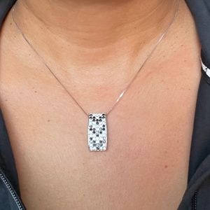 Dual sided cz paved stones mixed color rectangular pendant